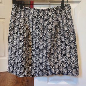 Loft black patterned linen skirt